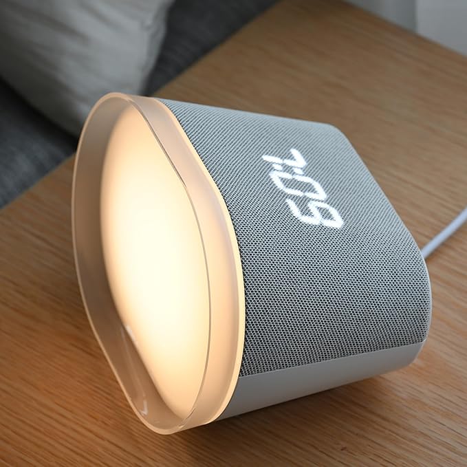 Wake Up Light Sunrise Alarm Clock with White Noise & Night Light, Dimmable Sunrise Lights 10 Soothing Sounds Sleep Aid for Heavy Sleepers, Adults, Women, Ideal Gifts