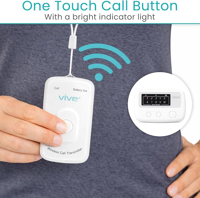 Vive Wireless Call Button - Emergency Alert System for Patients - Smart Portable Medical Panic Button - Notifies Nurse or Caretaker When Elderly Senior Needs Help - Perfect for Home Wander Prevention