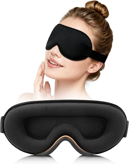 Sleep Mask for Side Sleeper Men Women, 100% Blackout Sleep Mask, Zero Eye Pressure 3D Sleeping Mask, Ergonomic Design and Breathable, Suitable for Travel Yoga, Black
