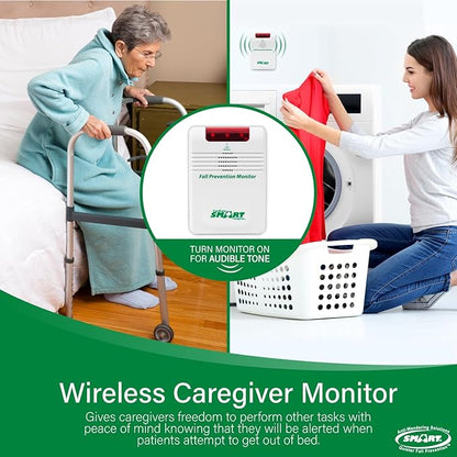Smart Caregiver Cordless Bed Exit Alert - Includes Cordless Monitor with 20in by 30in Bed Pad