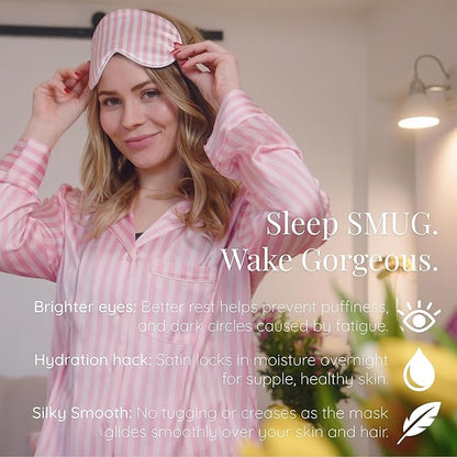 SMUG Satin Sleep Mask - Travel, Night Shift, Sleeping Eye Mask for Women & Men - Soft to Nourish Skin, & Reduce Dark Circles - Deep Dream Sleep Aid Eye Cover to Block Out Light - Candy Shop