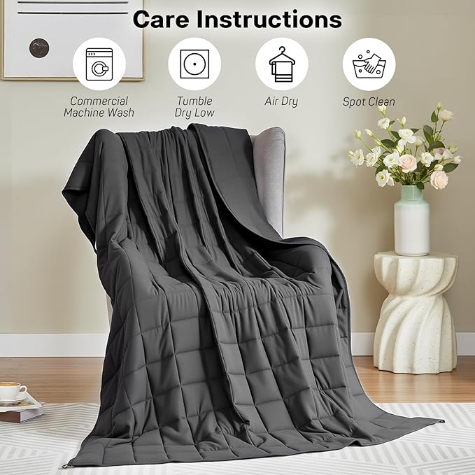 Weighted Blanket for Adults 15lbs, Queen Size Heavy Blanket for 125-180lbs, Weighted Throw Blanket with Premium Glass Beads, Soft Thick Blanket for Adult All-Season, 60 x 80 inches, Dark Grey