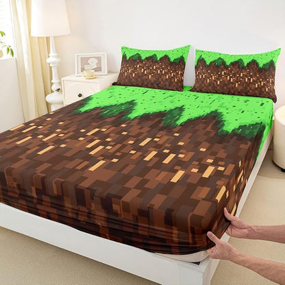 Aztec Kids Queen Size Fitted Sheet,Western Tribal Abstract Boys Girls Bed Sheets,Rustic Farmhouse Triangle Room Decor,Brown Teal Bedding Set,2 Pillowcases(No Flat)