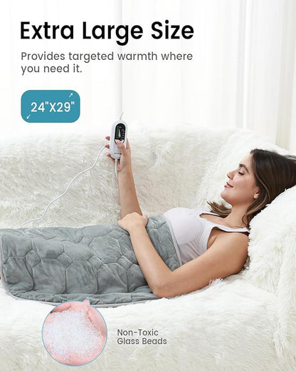 immtree Weighted Heating Pad for Deeper Pain Relief, 5lbs XXXL Size(29x24) with Fast Heat Technology, Heated Blankets for Adults, Relief for Back and Shoulder and Knee