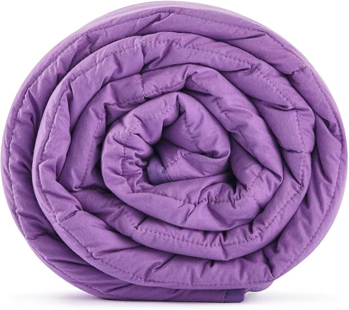 TONGDADA Kids Weighted Blanket | 40''x60'',7lbs | for Child Between 55-80 lbs | Premium Cotton Material with Glass Beads | Purple