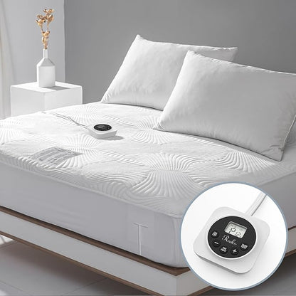 Twin Size Electric Heated Mattress Pad - Bed Warmer with Memory & Preheat Functions, 12 Heat Settings Single Control for 1-12 Hours Auto Off, Lighted Button