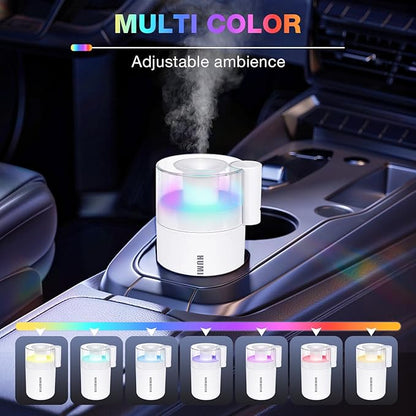 Portable Mini Humidifier, 180ml USB Cool Mist Small Humidifiers for Bedroom, Personal Desktop Humidification for Car Office Travel & Indoor Plants(White)