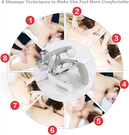 Neck Massager, 2026 2.0 Upgraded 4-Head Portable Neck Massager with Heat, 6 Modes 16 Levels for Home Relaxation & Personal Comfort, Ergonomic Design, Portable, Lightweight