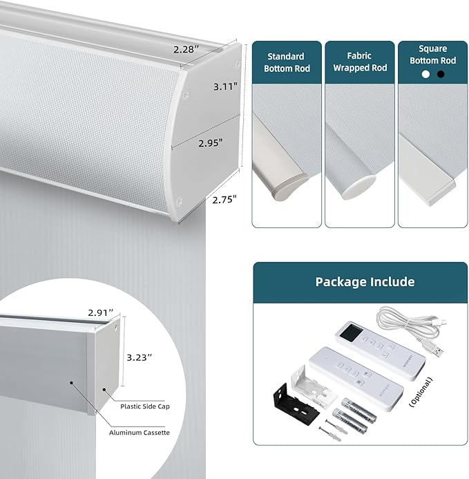 Motorized Shades,Smart Blinds with Remote,100% Blackout Roller Blinds,Work with Google Assistant,Homekit,Automatic Shades,Custom Widths from 16" to 110",Vinyl Light Grey