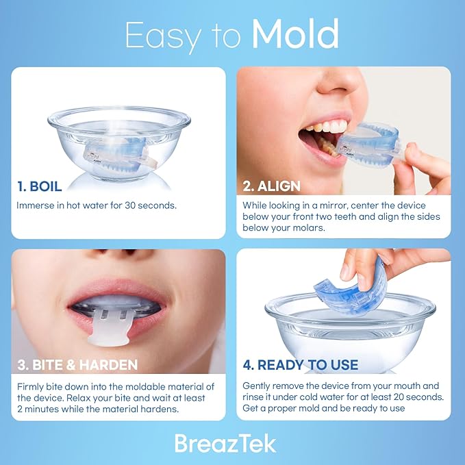 Anti Snore Mouthpiece: FDA Cleared Snoring Aid - Helps Reduce Snoring During Sleep for Men and Women (Lightblue)