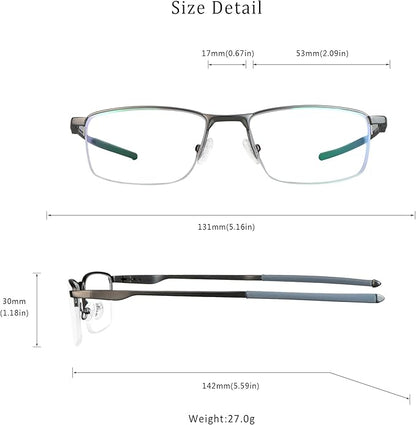 LifeArt Blue Light Blocking Glasses, Anti Eyestrain, Computer Reading Glasses, Gaming Glasses, TV Glasses for Women Men, Stylish Unisex Alloy Square Frame (Gray, +3.50 Magnification)