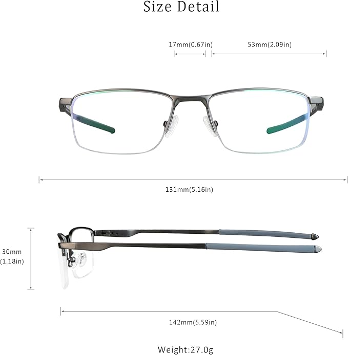 LifeArt Blue Light Blocking Glasses, Anti Eyestrain, Computer Reading Glasses, Gaming Glasses, TV Glasses for Women Men, Stylish Unisex Alloy Square Frame (Gray, +3.00 Magnification)