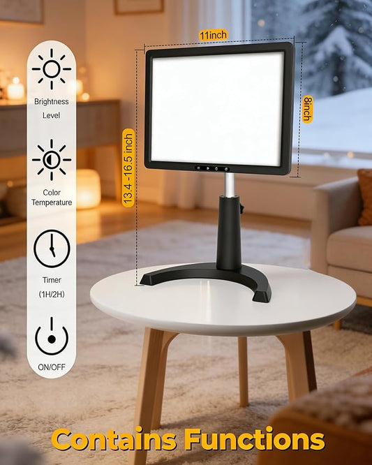 10000 Full Spectrum, UV-Free Light LED Sunlight Lamp with 3 in 1 Mount, Timer & Adjustable Brightness, Portable, Daylight for Office Reading Morning Routine