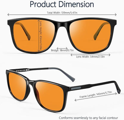 Sleep Blue Light Blocking Glasses for Men and Women, Computer Gaming Glasses Anti Eyestrain & UV Glare