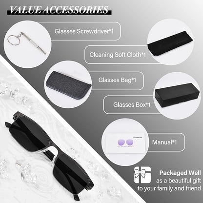 FONHCOO Reading Glasses for Women Men, Blue Light Blocking Reading Glasses Metal Half Frame Computer Readers Anti UV/Glare