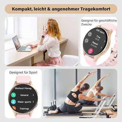 Smart Watch for Women, Built-in Alexa, GPS, HRV, VO2 Max, Blood Oxygen, Sleep & Stress Monitor, Compass, Altimeter, 1.32" AMOLED, Fitness & Women’s Health, Waterproof, iPhone Compatible, Notification