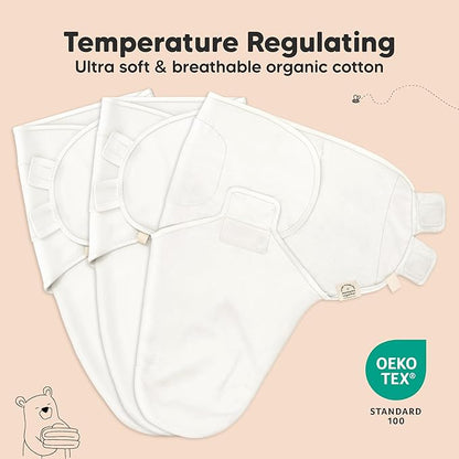 3-Pack Organic Baby Swaddle Sleep Sacks - Swaddles for Newborns, Infant 0-3 Months, Baby Girls, Boys, Soft & Snug Newborn Sleep Sack, Nursery Swaddling Blankets (Bumble Bear, OS)