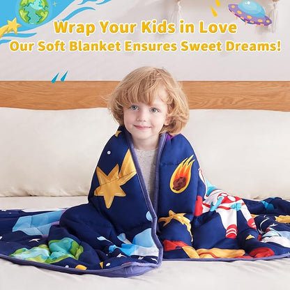 anfie Weighted Blanket Kids (40"x60" 5lbs), Weighted Blanket Cooling Blanket for Sleeping,Throw Size Breathable Blanket with Premium Glass Bead(Blue Aerospace)