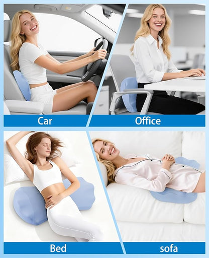 Lumbar Support Pillow for Sleeping – Memory Foam Lower Back Pillow for Bed for Back Pain Relief - Ergonomic Support for Side&Back Sleepers-Rest Pillow for Car, Futon Sofa Bed with Washable Cover