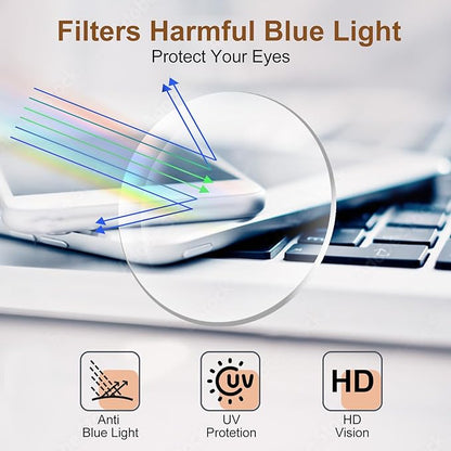3 Pack Reading Glasses for Women Men, Square Blue Light Blocking Reading Glasses with Spring Hinge Anti Eyestrain Eyeglasses, Computer Readers with Glasses Chain, +2.0