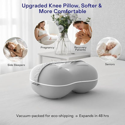 Leg & Knee Pillow for Side Sleepers - Smooth Spine Alignment Pillow - Memory Foam Knee Pillows for Back Hip Pain, Spine Aligning, Sciatica, Surgery Recovery, Pregnancy