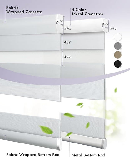 Graywind Motorized Blinds with Remote, Smart Zebra Shades for Windows, Hardwired Roller Blinds Compatible with Apple Homekit, Alexa, Google Home, Custom Size, Luxury Silver White