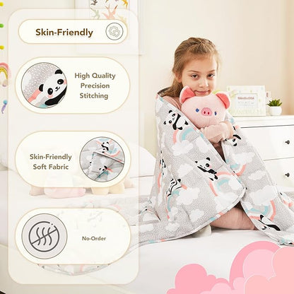 CuteKing Weighted Blanket (5lbs,36"x 48", HappyPanda) Heavy Blanket for 40-60lbs, Weighted Blanket for Cooling & Heating with Premium Glass Beads, Soft Thick Blanket All-Season