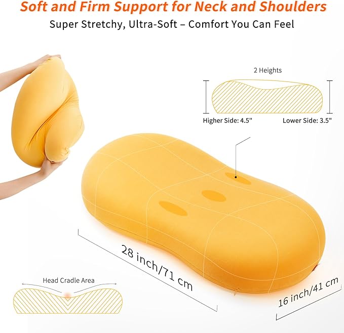 Memory Foam Pillows for Side Sleepers, 28 x 16 Ergonomic Contour Neck Support Pillow for Neck and Shoulder Pain Relief Sleeping, Orthopedic Bed Pillow for Back/Stomach Sleepers