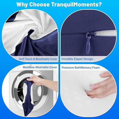 Knee Pillow for Side Sleepers, Leg Pillow with Cooling Cover, Memory Foam Leg Pillow for Side Sleeping, Heart-Shape Cushion for Hip, Back & Sciatica Pain Relief, Blue