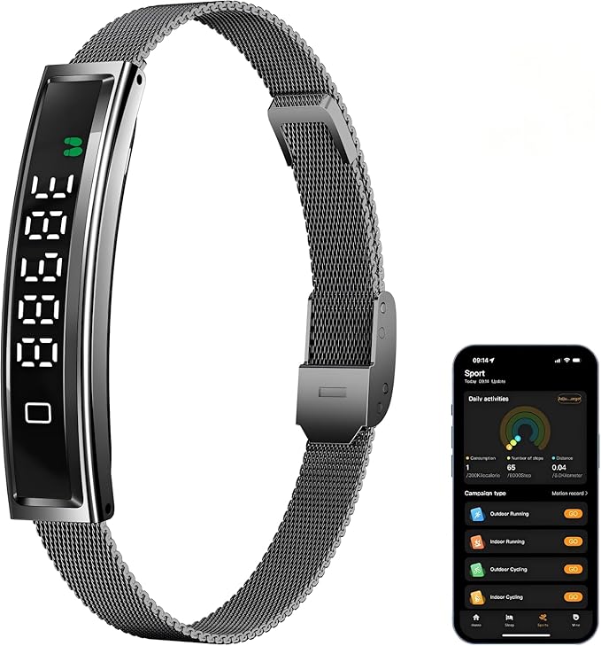 Health Smart Bracelet,Fitness Tracker with Heart Rate, Sleep Monitoring, Blood Oxygen, Step Counting for iOS and Android, No Subscription Fee, Waterproof, Valentines Day Gifts for Her Him(Black)
