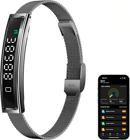 Health Smart Bracelet,Fitness Tracker with Heart Rate, Sleep Monitoring, Blood Oxygen, Step Counting for iOS and Android, No Subscription Fee, Waterproof, Valentines Day Gifts for Her Him(Black)