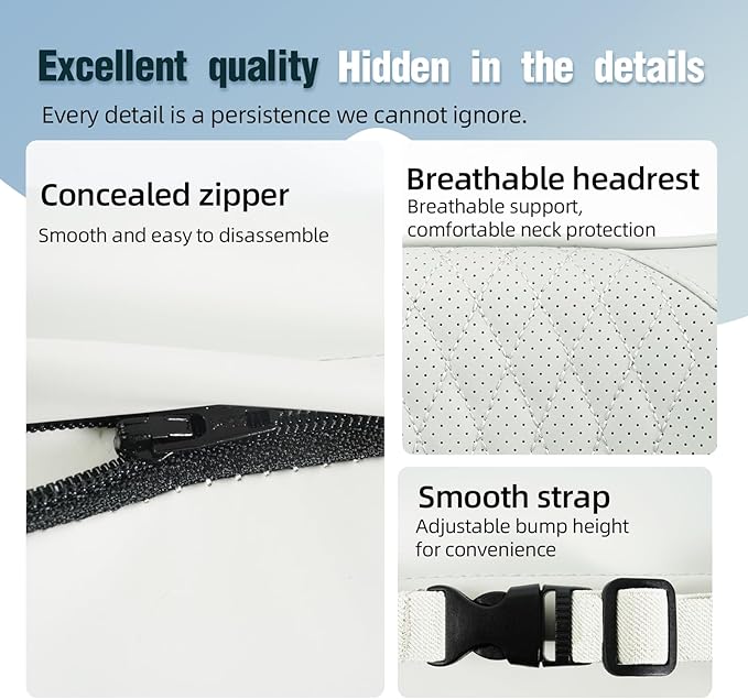 Car Neck Pillow 2-Pack - Premium Memory Foam Headrest with Soft Nappa Leather Feel, Ergonomic Support for Long Drives, Fits Most Vehicles (2, Grey)