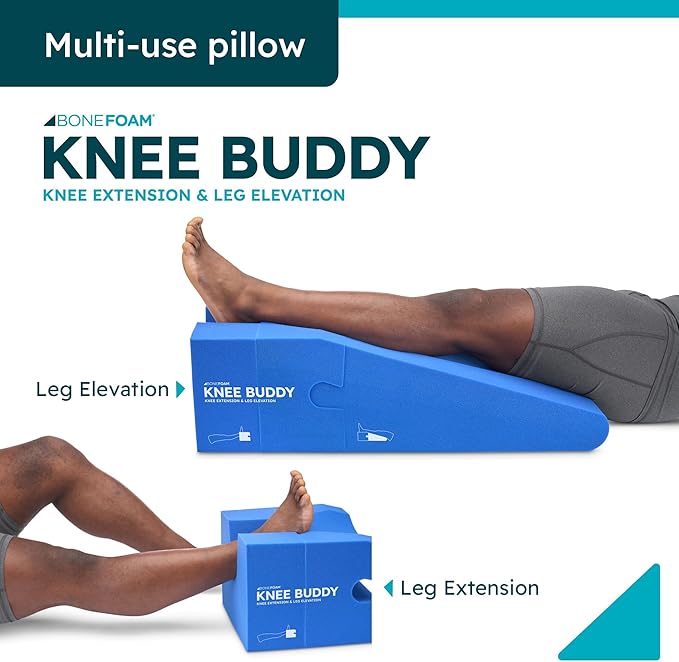 BoneFoam Knee Buddy Extension/Elevation | Rehab Pillow for After Knee Surgery Recovery | Reduce Swelling | Designed with Surgeons | Increases Range of Motion | Made in USA