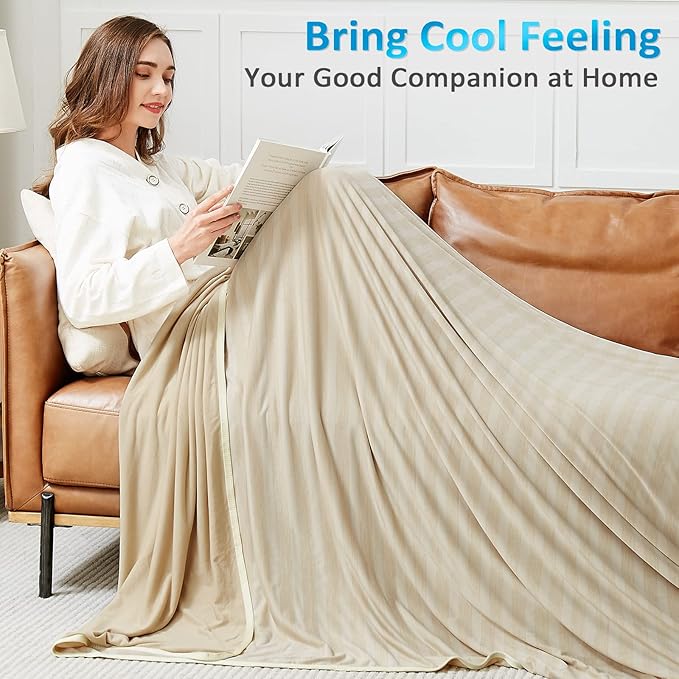Guohaoi Cooling Blanket (90"x90"Queen Size) for Hot Sleepers and Night Sweats,100% Oeko-Tex Certified,Arc-Chill Q-Max >0.5 Cool Fiber,Ultra Cold Breathable,Comfortable,All-Season.