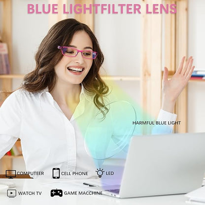 VIDEBLA 5 Pack Computer Reading Glasses Men and Women Anti Eyestrain Blue Light Blocking Glasses for Reading (5 Mix-6, 1.50)
