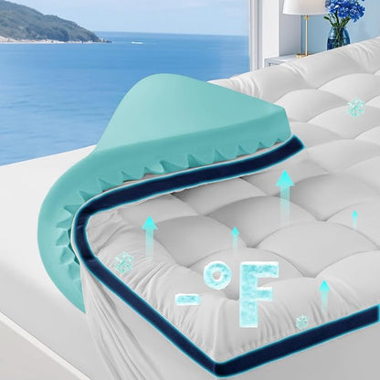 4 Inch Memory Foam Dual-Layer Mattress Topper Twin XL Size - 2Inch 1000GSM Quilted Pillow Top with Down-Alternative + 2Inch 5-Zone Egg Crate Memory Foam, Cooling & Breathable（Twin XL,39"x80"）