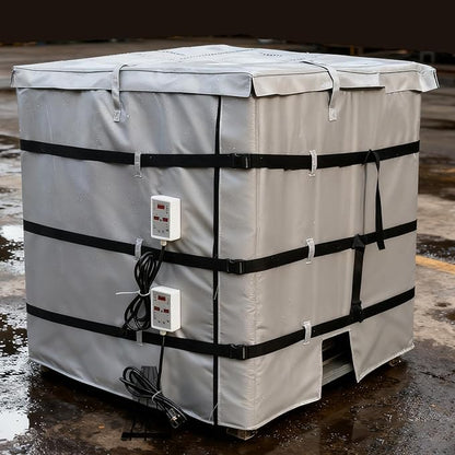 IBC Tote Heater Blanket, IBC Tote Winter Blanket, Smart Temperature Control up to 200°C, 1000L, IBC Tote Blanket with Thermostat, for Petroleum, Chemical, Food Processing Grey