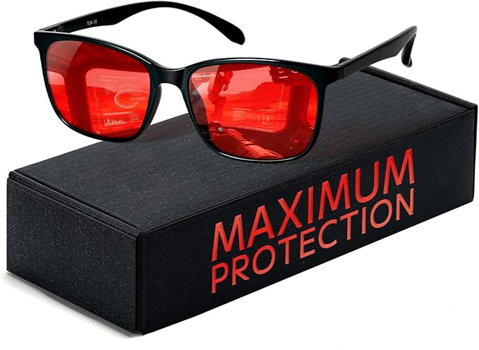 TIJN Blue Light Glasses for Men Women - Red Light Glasses for Computer Gaming - Dual AR Coating Lens - Screen Fatigue & UV Protection