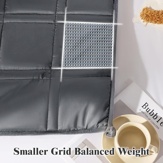 LBRO2M Weighted Blanket 20 lbs with One Cooling Side, Flannel Heavy Blanket with Glass Beads, Soft Thick Comfort Blankets for Adults,Bed Heavy Blanket 104 X 88 Inches, 20 lbs Dark Gray