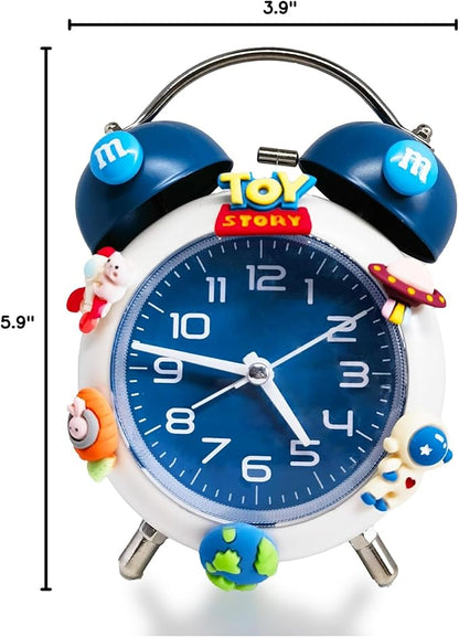 Alarm Clock for Kids, Analog Clock for Kids, Alarm Clocks for Bedrooms Heavy Sleepers with DIY Astronaut Sticker Accessories for 5-16 Year Old Boys Gifts (Blue)