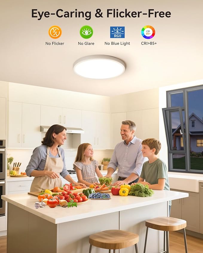 12 Inch LED Flush Mount Ceiling Light Fixture, 24W Modern Ultra-Thin Ceiling Lamp with Remote, 2400LM Dimmable Brightness, 2700K-6500K Adjustable Color Temperature, for Bedroom Living Room Kitchen