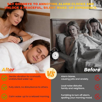 Vibrating Alarm Wristband Electric Clock Watch Shock Silent Sleeps Wrist Sleep Bracelet for Heavy Sleepers Wearable Wristband for Seniors Automatic Wake up Band Vibration with Digital for Deaf