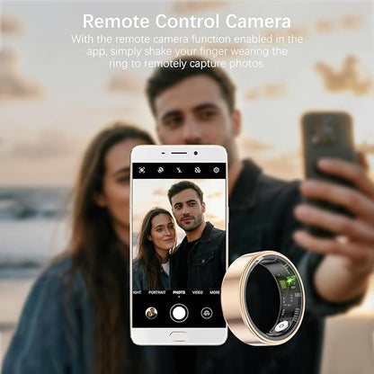 Smart Rings for Women Men, Fitness Ring with Heart Rate, Blood Oxygen, HRV, Pressure, Sleep Tracker, Step Tracker, No Subscription Fee, IP68 Waterproof Smart Ring for iPhone & Android (Gold 13#)