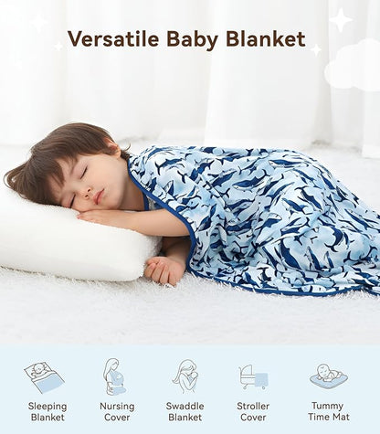 Premium Baby Blankets, Soft Viscose from Bamboo Blanket for Boys and Girls, Nursery Crib Bedding Quilt for Newborn and Toddler, Cooling for Hot Sleepers 50'' x 50'' Shark