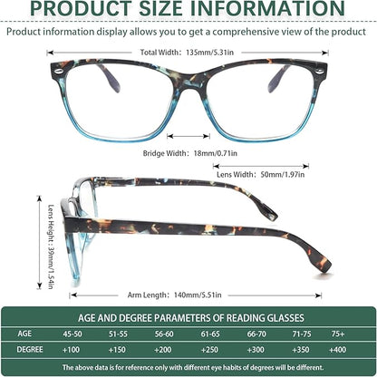 CLASAGA Progressive Multifocus Reading Glasses for Women, Pattern Print Blue Light Block Stylish Ladies Computer Readers