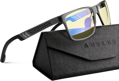 ANYLUV Blue Light Glasses Men, Relieve Eyestrain and Eye Protection, Al-Mg Metal Computer Blue Light Blocking Glasses