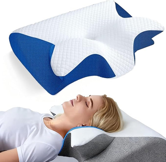 Sleep Apnea Relief Pillow, Airway Pro Cervical Pillow, Ergonomic Adjustable Neck Support Memory Foam Orthopedic Deep Sleep Pillows, Suitable for Side, Back, Stomach Sleepers