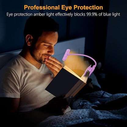 Gritin 19 LED Rechargeable Book Light for Reading in Bed with Memory Function- Eye Caring 3 Color Temperatures,Stepless Dimming Brightness,90 Hrs Runtime Clip on Light for Book Lovers-Purple