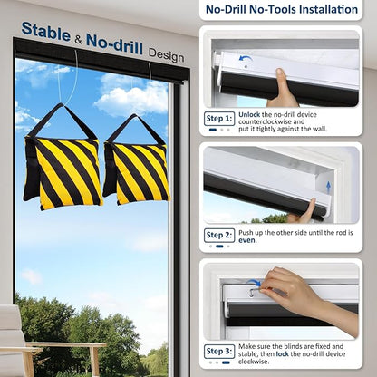 Smart Motorized Blinds with Remote, Cordless No-Drill Automatic Roller Shades, Blackout Electric Blind for Windows, Black, 33.5 x 72