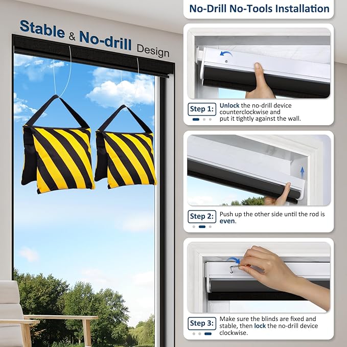 Smart Motorized Blinds with Remote, Cordless No-Drill Automatic Roller Shades, Blackout Electric Blind for Windows, Black, 46.5 x 72